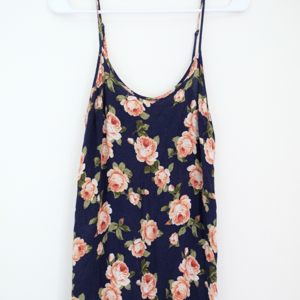 Hawaiian Floral Orange and Navy Slip Dress